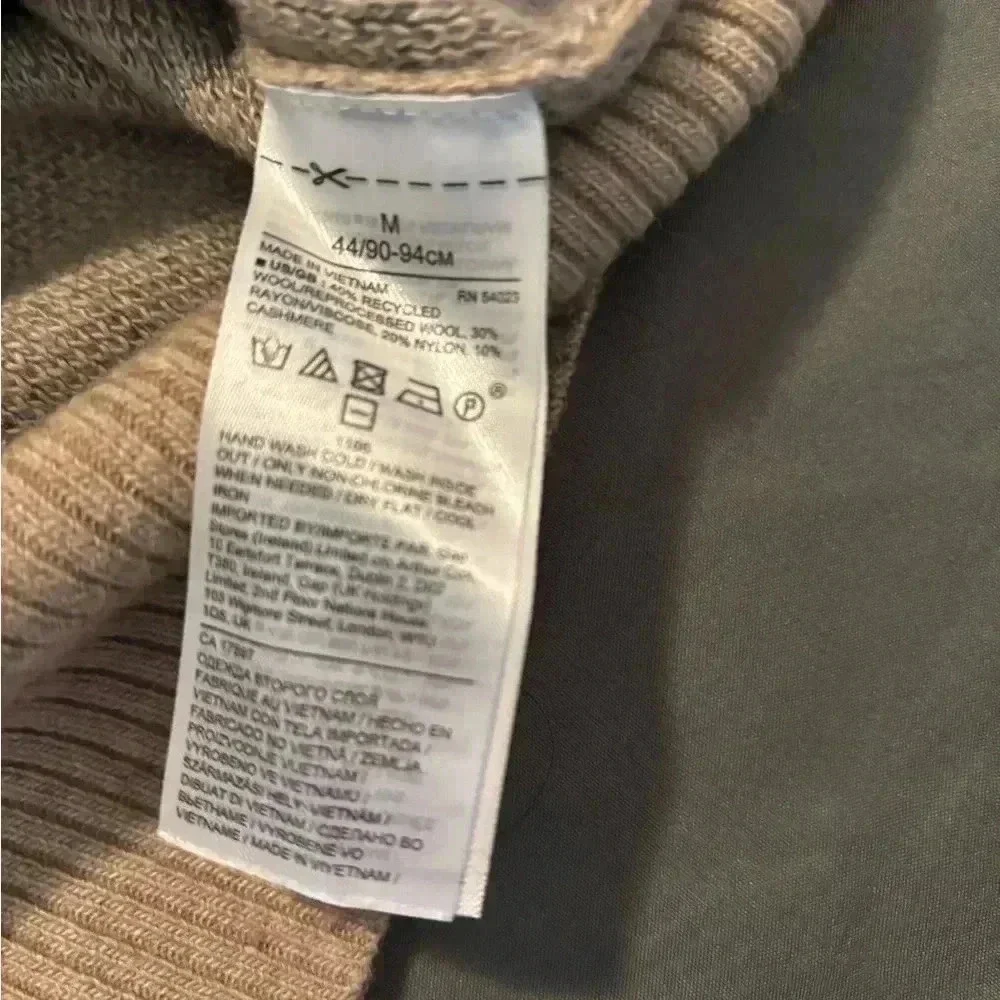Banana Republic Italian Wool Cashmere Blend Windowpane Plaid Sweater Beige M‎